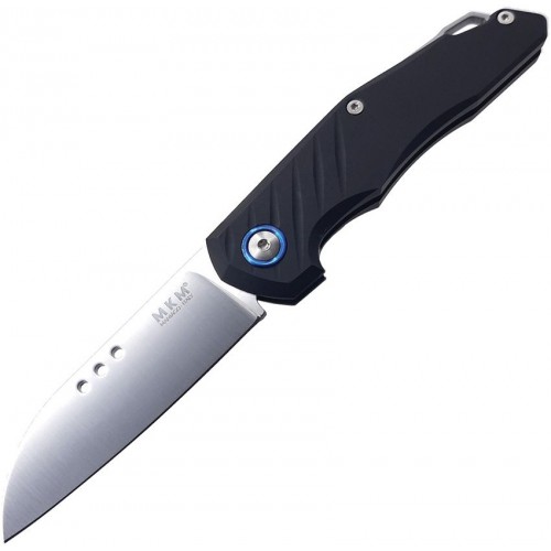 MKM Knives Root UK EDC Folding Knife - 2.8" M390 Satin Sheepsfoot Blade Black Handle