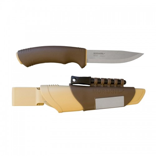 Morakniv Bushcraft Survival Knife Desert - 4.1" Stainless Steel Blade Fire Steel and Knife Sharpener