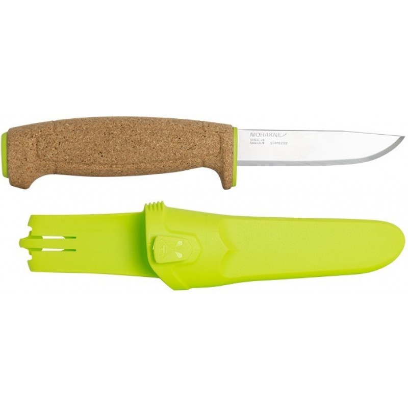 Morakniv Floating Knife 3.81" Blade, Cork Handle, Lime Polymer Sheath