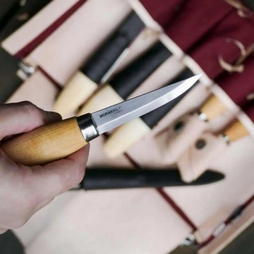 Morakniv 106 Wood Carving Knife - 3.22" Carbon Steel Blade Birch Wood Handle