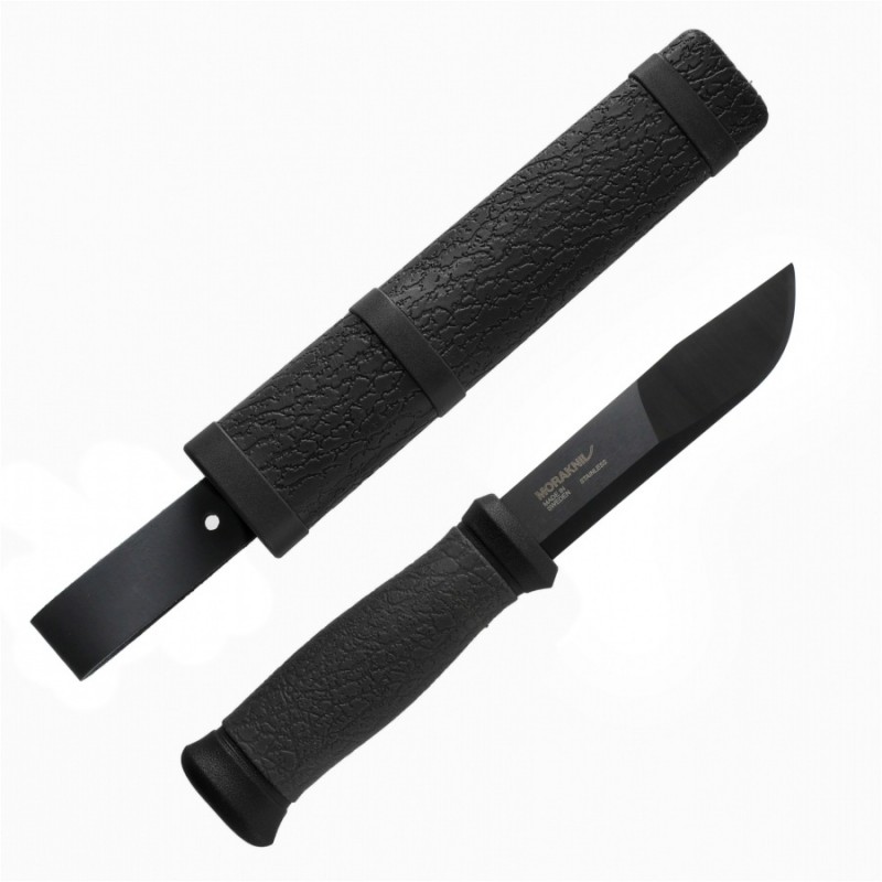 Morakniv 2000 Black Edition - 4.25" 14C287N DLC Coated Stainless Steel Blade TPE Rubber Handle