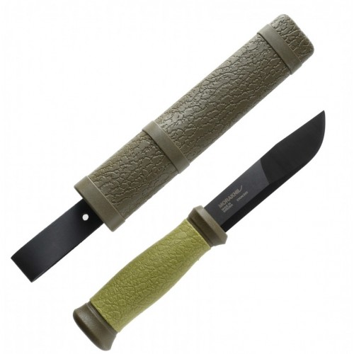 Morakniv 2000 Green Black Edition - 4.25" 14C287N DLC Coated Stainless Steel Blade Green TPE Rubber Handle