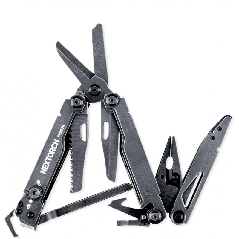 NexTorch Pioneer MT20 MultiTool Stone Grey - 15 Tools New Version Inc Glass Breaker