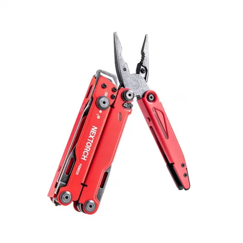 NexTorch Pioneer MT20 MultiTool Red - 15 Tools New Version with Glass Breaker