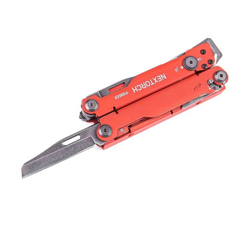 NexTorch Pioneer MT20 MultiTool Red - 15 Tools New Version with Glass Breaker