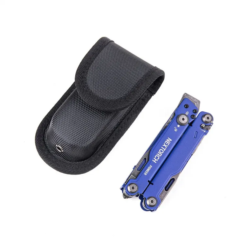 NexTorch Pioneer MT20 MultiTool Blue - 15 Tools New Version with Glass Breaker