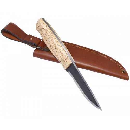 Nordic Knife Design Forester 100 Curly Birch - 4" 1095 Carbon Steel Blade Curly Birch Handle