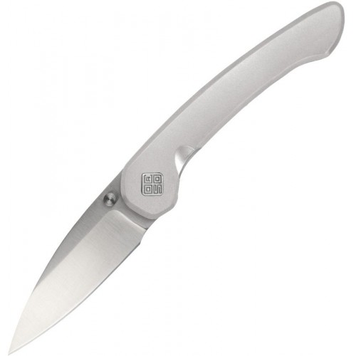 Ocaso Knives Seaton Large Pocket Knife - 2.75" Blade Silver Stainless Steel Handle