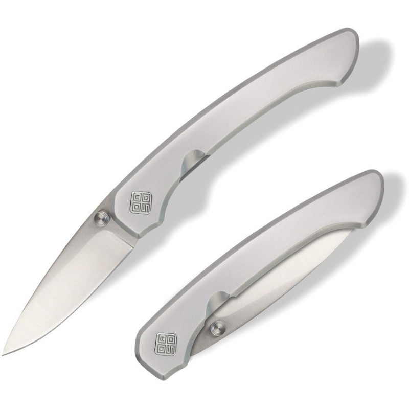 Ocaso Knives Seaton Mini Pocket Knife - 2.38" Blade Silver Stainless Steel Handle