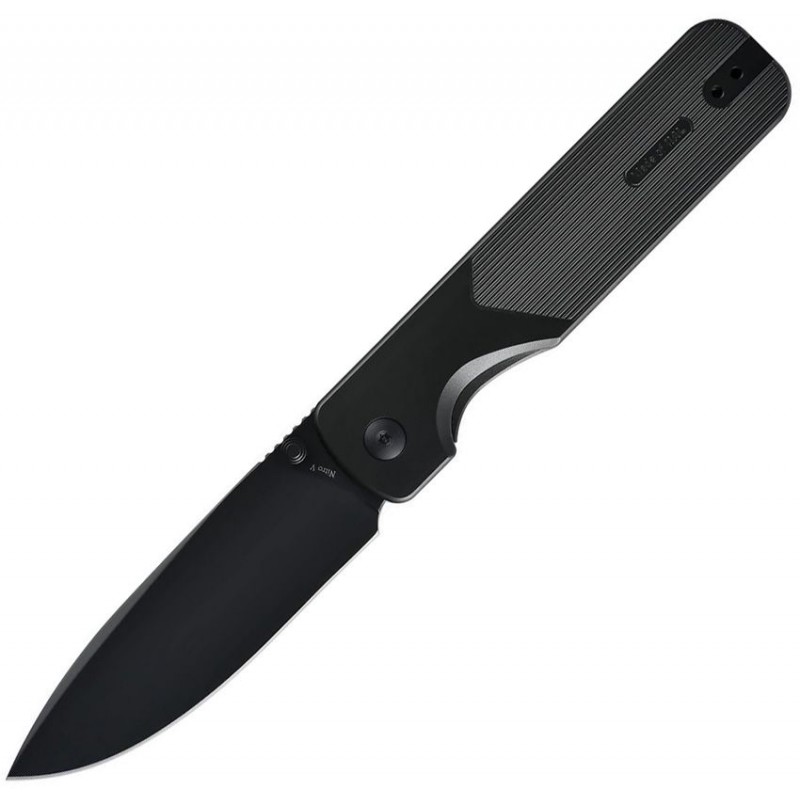 Oknife Duron Folding Knife - 3.5" Black PVD Coated Nitro-V Blade Stealth Grey OAL Super Aluminum Handle