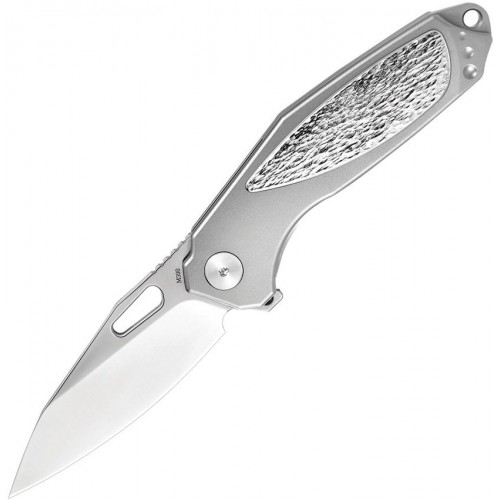 OKnife Freeze 5L Titanium Pocket Knife - 2.63" Bohler M390 Stainless Steel Blade Grey Hammered Titanium Handle