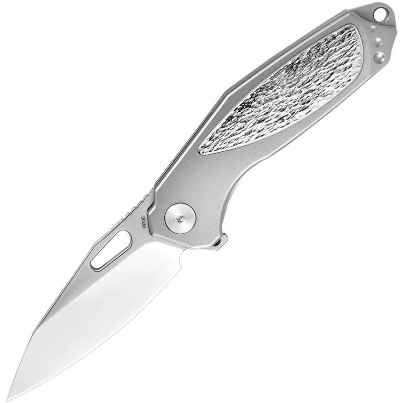 OKnife Freeze 5L Titanium Pocket Knife - 2.63" Bohler M390 Stainless Steel Blade Grey Hammered Titanium Handle