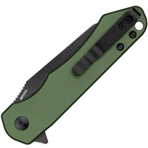 OKnife Freeze Linerlock Folding Knife - 3.25" Black 154CM Wharncliffe Blade OD Green Aluminum Handle
