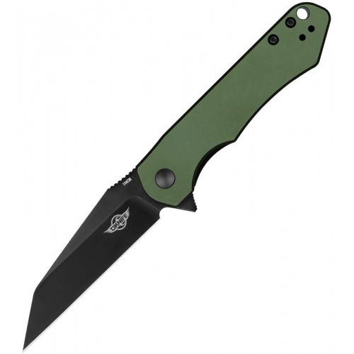 OKnife Freeze Linerlock Folding Knife - 3.25" Black 154CM Wharncliffe Blade OD Green Aluminum Handle