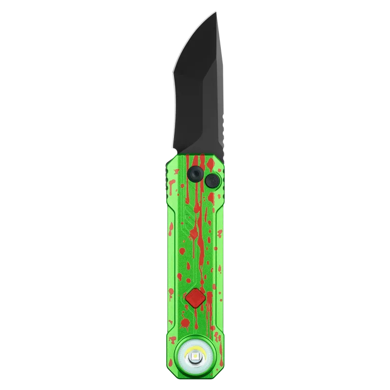 OKnife Zombie LK Button Lock Folding Knife with Integrated Rechargeable 400 Lumen White Torch - 2.5" D2 Steel Blade Cyclaire Knives and Tools