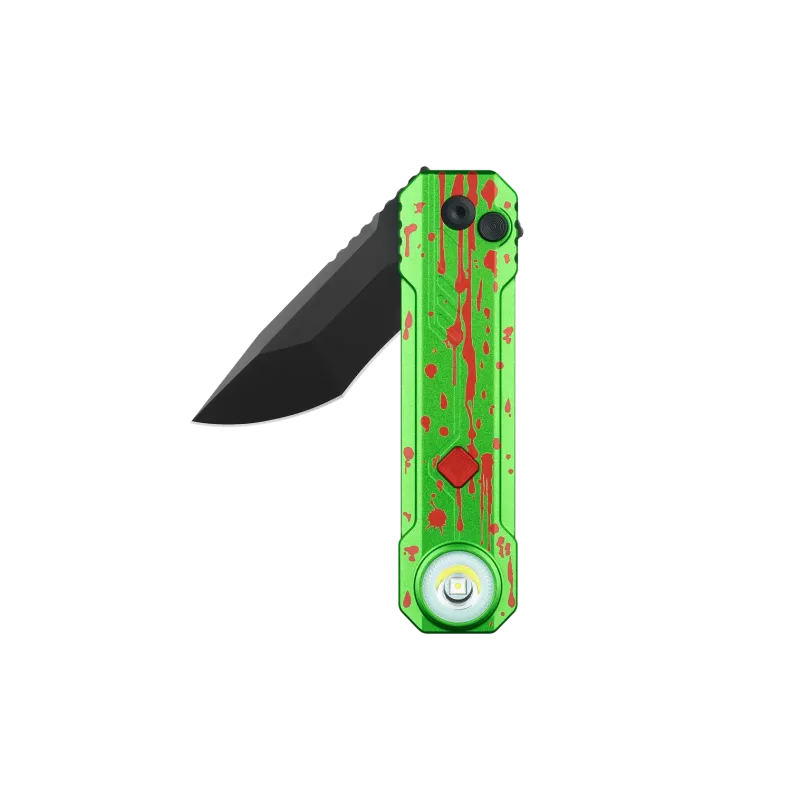 OKnife Zombie LK Button Lock Folding Knife with Integrated Rechargeable 400 Lumen White Torch - 2.5" D2 Steel Blade Cyclaire Knives and Tools