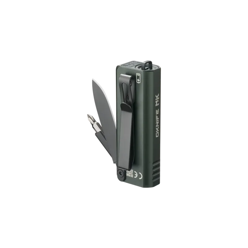 Oknife MK UK EDC 3-in-1 EDC Utility Tool - Torch, Pocket Knife and Screwdriver - Dark Green Cyclaire Knives and Tools