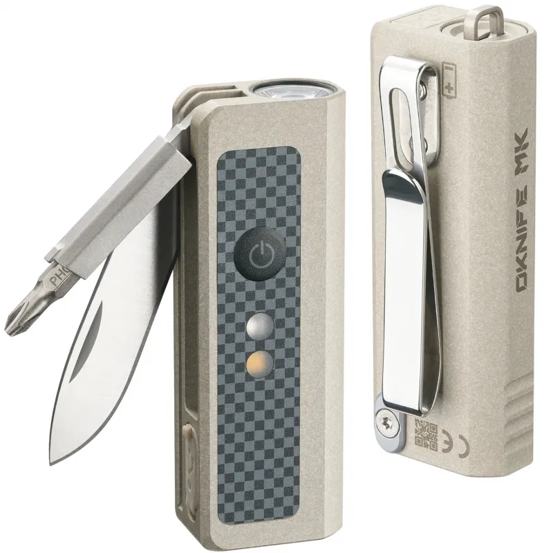 Oknife MK UK EDC 3-in-1 EDC Utility Tool - Torch, Pocket Knife and Screwdriver - Desert Cyclaire Knives and Tools