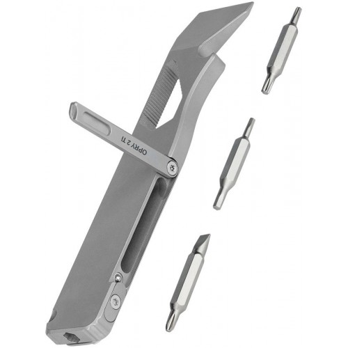 Oknife O-Pry 2 Multi-Tool Titanium - Pry, Screwdriver, 6 Sizes of Bits, Bottle Opener and More