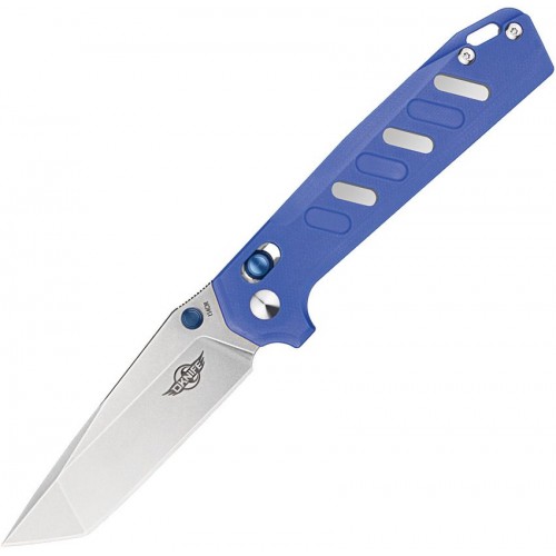 Oknife Rubato Rail Lock Folding Knife - 3.5" 154CM Tactical Tanto Blade Blue G10 Handle