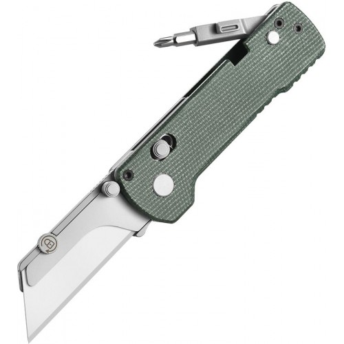 Oknife Otacle U1 Pro Folding Utility Knife - 2.23" SK5 Razor Blade Screwdriver Green Micarta Handle