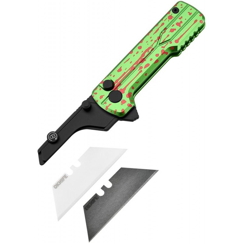 OKnife Otacle U1 Ultra Zombie Green Super Aluminum Pocket Folding Utility Knife with Ceramic Blade