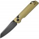 Oknife XEN Raillock Folding Knife - 3.13" Black Nitro-V Sheepsfoot Blade Olive Green OAL Titanium Handle