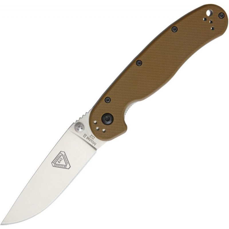 Ontario RAT-2 Model II Coyote Brown Folding Knife -  3.0" D2 Blade Coyote Brown Nylon Handle