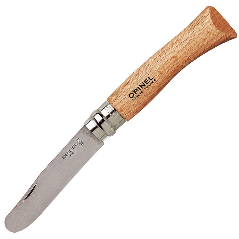 Opinel No.7 Beechwood Kids Round Ended Pocket Knife - 3.14" Blade