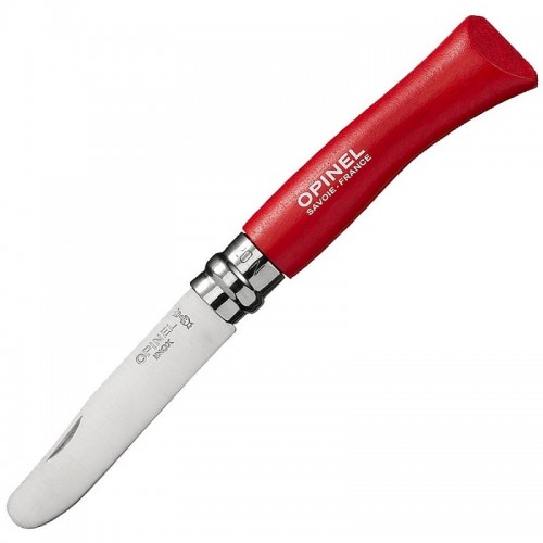 Opinel No.7 Red Kids Round Ended Pocket Knife - 3.14" Stainless Steel Blade