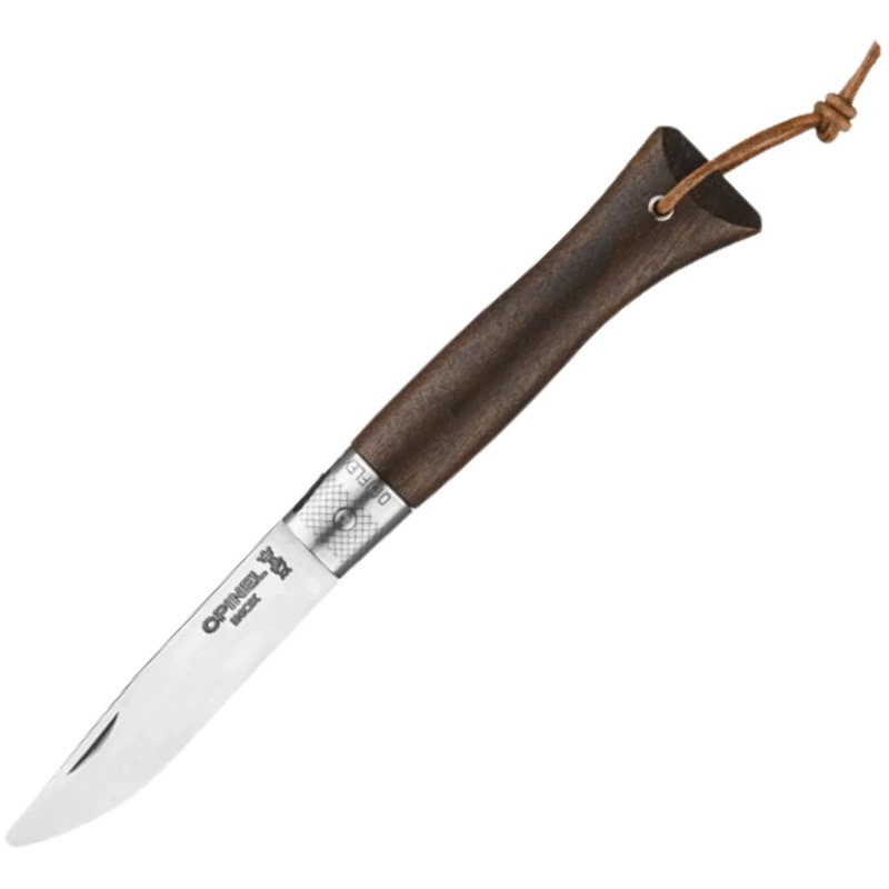 Opinel Neo6 Opiflex UK EDC Folding Knife - 2.75" Stainless Steel Rounded Tip Blade Black Walnut Wood Handle