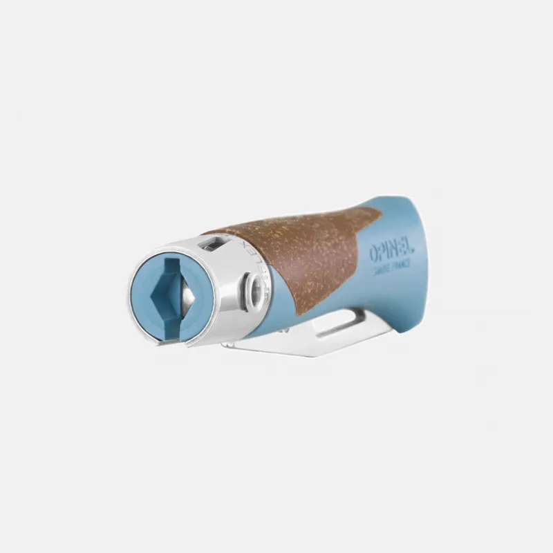 Opinel Neo7 Alpine Linden Folding Knife - 3.2" Serrated Stainless Steel Blade Polypropylene and Cork Glacier Blue Handle Cyclaire Knives and Tools