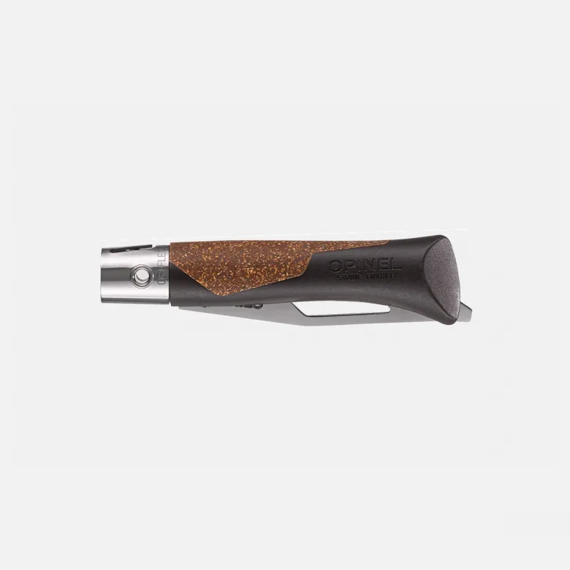 Opinel Neo7 Alpine Linden Folding Knife - 3.2" Serrated Stainless Steel Blade Polypropylene and Cork Dark Brown Handle Cyclaire Knives and Tools