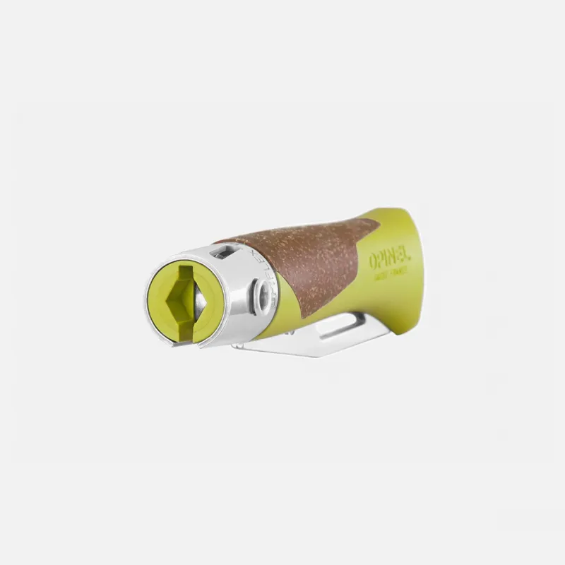 Opinel Neo7 Alpine Linden Folding Knife - 3.2" Serrated Stainless Steel Blade  Polypropylene and Cork Green Handle Cyclaire Knives and Tools