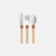 Opinel Le Petit Coral Red Gourmet Set for Kids - Knife (without cutting edge) Fork and Spoon
