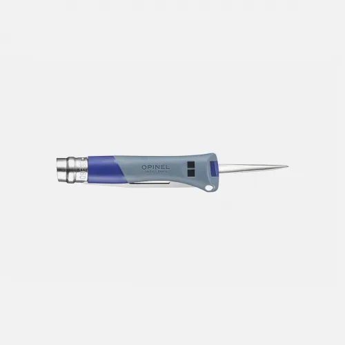 Opinel No.9 Ocean Blue Water Sports Knife - 3.54" Part Serrated Blade with Marlin Spike Blue Grey Handle 