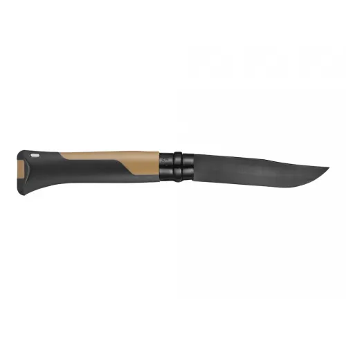 Opinel No.8 Horizon Knife Mustard - 3.14" Black Stainless Steel Blade Mustard Brown and Black Handle with Whistle