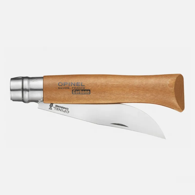 Opinel No.12 Beechwood Folding Pocket Knife - 4.72" Carbon Steel Blade Beechwood Handle Cyclaire Knives and Tools