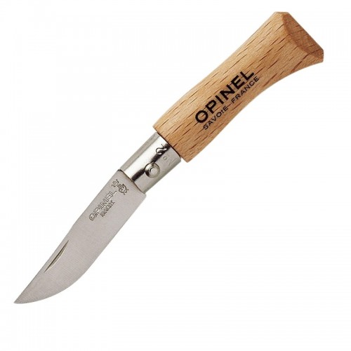 Opinel No.2 Beechwood Pocket Knife - 1.37" Stainless Steel Blade