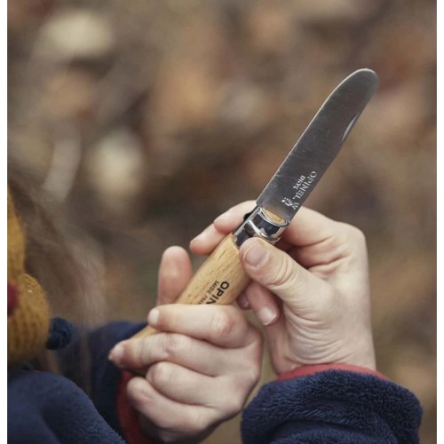 Opinel No.7 Beechwood Kids Round Ended Pocket Knife - 3.14" Blade
