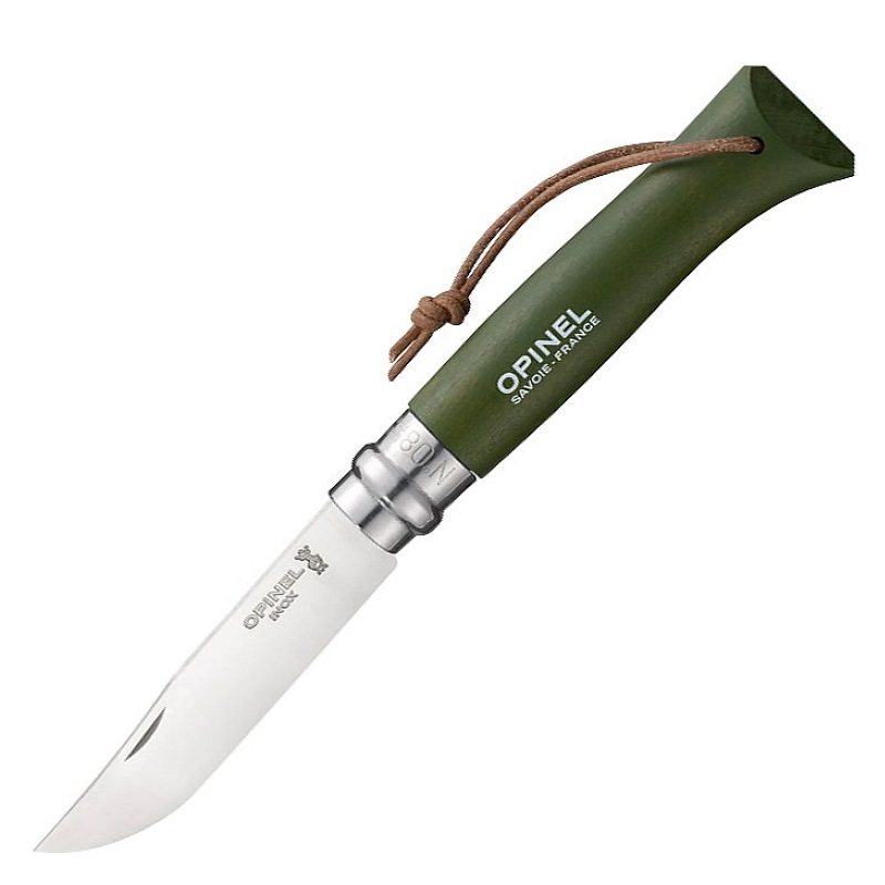 Opinel No.8 Pocket Knife Khaki - 3.34" Stainless Steel Blade