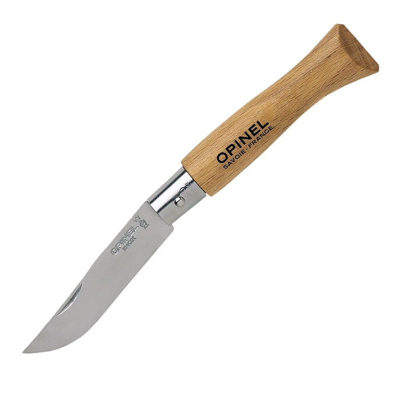 Opinel No.5 Non Locking Beechwood Pocket Knife - 2.36" Stainless Steel Blade