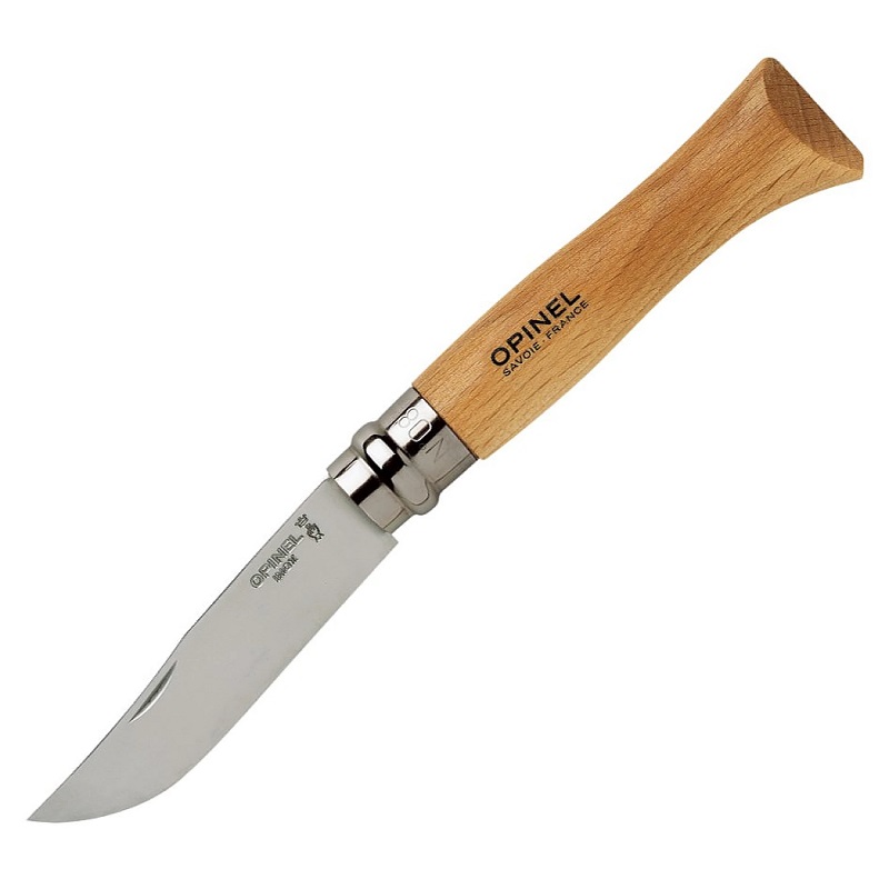 Opinel No.9 Pocket Knife - 3.54" Stainless Steel Blade Beechwood Handle