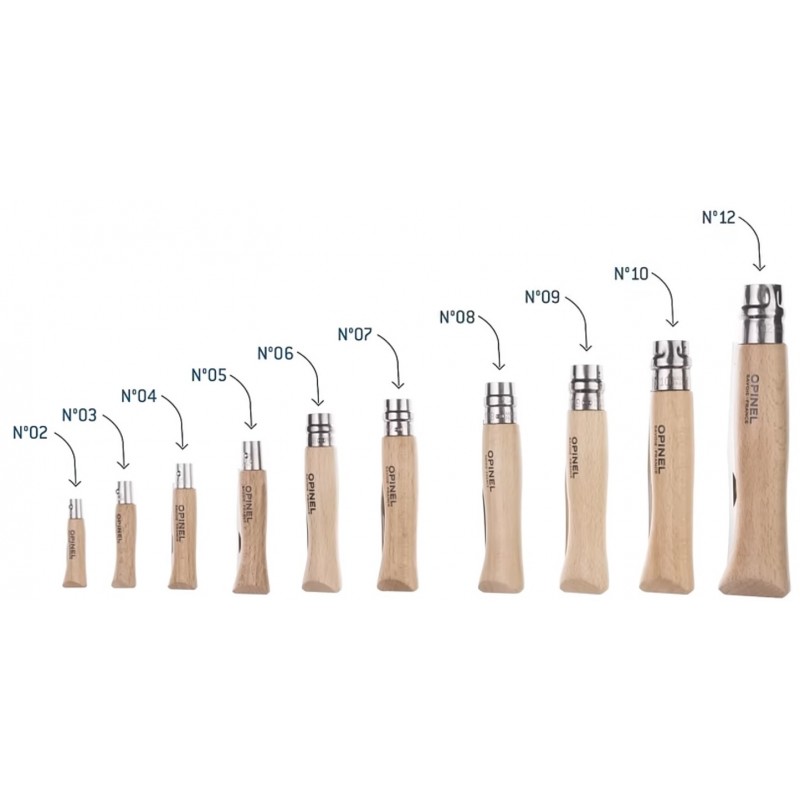 Opinel Pocket Knife Carbon Steel Collection - 10 Opinel Pocket Knives No.2 to No.12