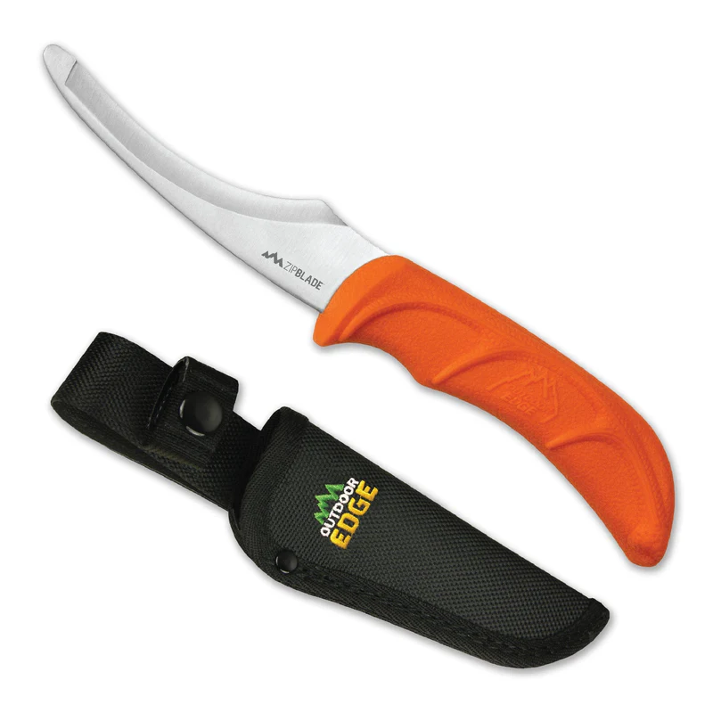 Outdoor Edge Zip Blade 4" Gutting Blade Orange Handle Black Nylon Sheath