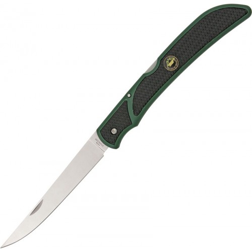 Outdoor Edge Fish n Bone Folding Fillet and Boning Knife, 5" Satin Blade, Black and Green Zytel Handle