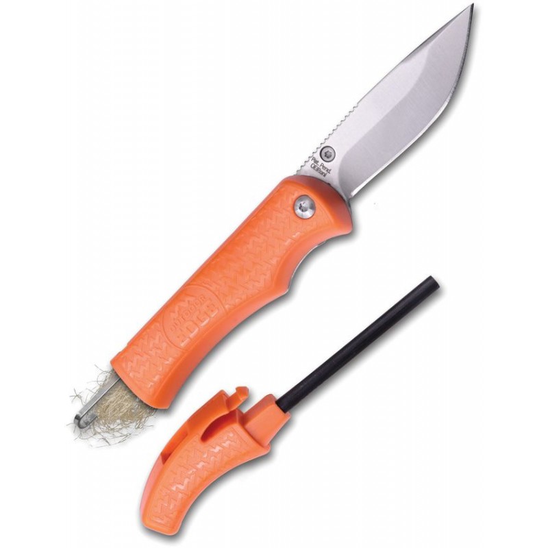 Outdoor Edge Ignitro Firestarter Folding Knife 2.3" Blade Orange Handle