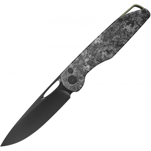 Outdoor Edge Kaytan Pocket Knife - 3.3" Black DP Blade Carbon Fiber Forged Handle
