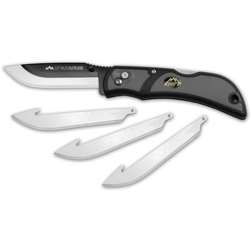 Outdoor Edge Razor-Lite Grey Folding Knife -  3" Replaceable Blade, Grey Rubberized TPR Handles