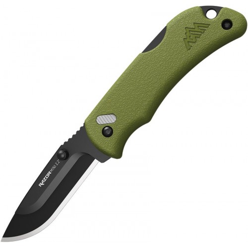 Outdoor Edge Razor Mini Lockback Knife Orange - 2.2" Replaceable Black Coated 420J2 DP Blade OD Green ABS Handle